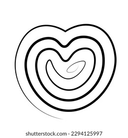Heart in form spiral in one line in black and white