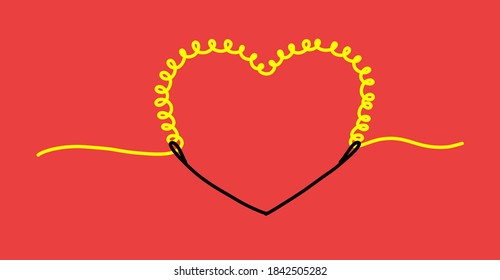 Heart in the form of wire lines and light bulbs. The icon of the logo. Love the energy