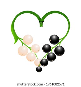 a heart formed from branches of black and white currants. symbol of tolerance. anti-racism. all lives matter