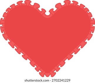 A heart formed by interlocking puzzle pieces in a flat style. The puzzle edges create a cohesive heart shape with smooth lines. Cartoon vector illustration.