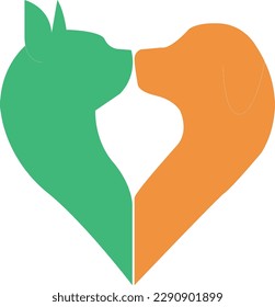 heart formed by the silhouette of a dog and cat
