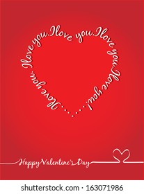 Heart Formed From I Love You Text -Handmade Calligraphy