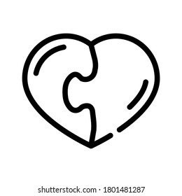 heart found soul mate line icon vector. heart found soul mate sign. isolated contour symbol black illustration