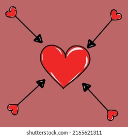 Corazón y cuatro flechas. Ilustración del vector