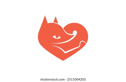 Logo de Heart Fox. Diseño del logotipo del amor de Fox