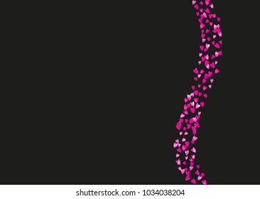 Heart frame background with gold glitter hearts. Valentines day. Vector confetti. Hand drawn texture.