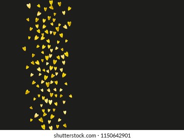 Heart frame background with gold glitter. Valentines day. Vector confetti. Hand drawn texture. Love theme for voucher, special business banner. Wedding and bridal template with heart frame.