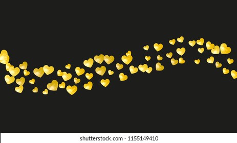 Heart frame background with gold glitter. Valentines day. Vector confetti. Hand drawn texture. Love theme for poster, gift certificate, banner. Wedding and bridal template with heart frame.