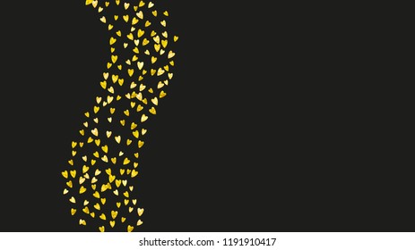 Heart frame background with gold glitter. Valentines day. Vector confetti. Hand drawn texture. Love theme for gift coupons, vouchers, ads, events. Wedding and bridal template with heart frame.