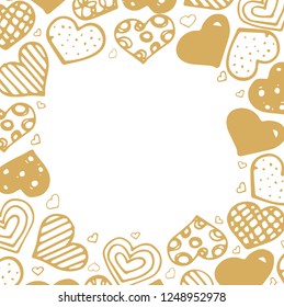Heart frame background.  Hand drawn texture. 