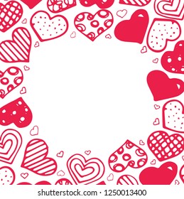 Heart frame background.  Hand drawn texture. 