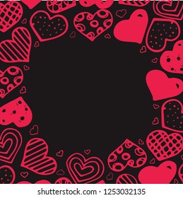 Heart frame background.  Hand drawn texture. 
