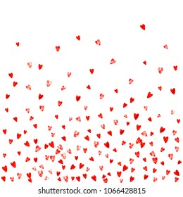 Heart frame background with pink glitter. Valentines day. Vector confetti. Hand drawn texture. Love theme for party invite, retail offer and ad. Wedding and bridal template with heart frame.