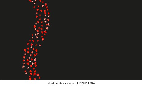 Heart frame background with pink glitter. Valentines day. Vector confetti. Hand drawn texture. Love theme for poster, gift certificate, banner. Wedding and bridal template with heart frame.