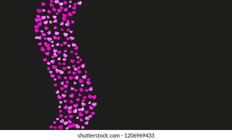 Heart frame background with pink glitter. Valentines day. Vector confetti. Hand drawn texture. Love theme for voucher, special business banner. Wedding and bridal template with heart frame.