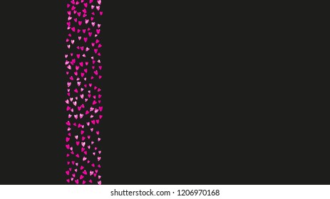 Heart frame background with pink glitter. Valentines day. Vector confetti. Hand drawn texture. Love theme for poster, gift certificate, banner. Wedding and bridal template with heart frame.