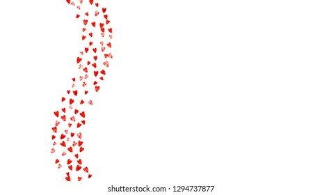 Heart frame background with pink glitter. Valentines day. Vector confetti. Hand drawn texture. Love theme for poster, gift certificate, banner. Wedding and bridal template with heart frame.