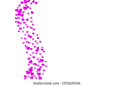 Heart frame background with pink glitter. Valentines day. Vector confetti. Hand drawn texture. Love theme for poster, gift certificate, banner. Wedding and bridal template with heart frame.