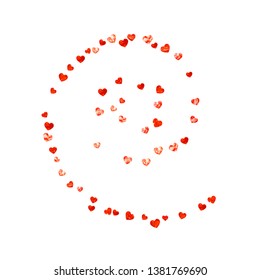 Heart frame background with pink glitter. Valentines day. Vector confetti. Hand drawn texture. Love theme for poster, gift certificate, banner. Wedding and bridal template with heart frame.