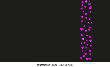 Heart frame background with pink glitter. Valentines day. Vector confetti. Hand drawn texture. Love theme for voucher, special business banner. Wedding and bridal template with heart frame.