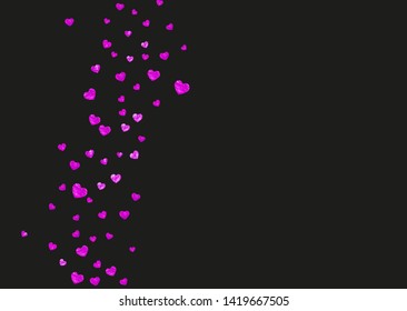 Heart frame background with pink glitter. Valentines day. Vector confetti. Hand drawn texture. Love theme for flyer, special business offer, promo. Wedding and bridal template with heart frame.