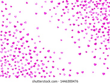 Heart frame background with pink glitter. Valentines day. Vector confetti. Hand drawn texture. Love theme for party invite, retail offer and ad. Wedding and bridal template with heart frame.