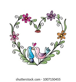 Heart frame with birds
