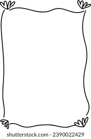 Borde del marco cardíaco borde abstracto de la tarjeta de boda dibujado a mano símbolo de forma para el doodle decorativo romántico y amado vintage para diseño en ilustración vectorial