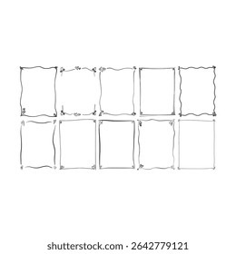 Heart frame border abstract hand drawn wedding card outline shape icon for decorative romantic and love vintage doodle element for design in vector illustration

