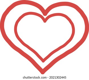 heart frame border hand drawn. vector doodle. love, valentines day, card, sticker red minimalism