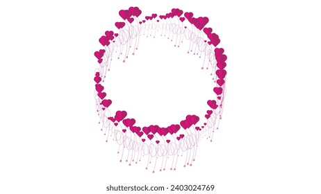 Heart frame border in round circle isolated on transparent background.
