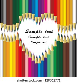 Heart frame from colored pencils