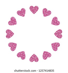 Heart Frame. Cute Pink Glitter. Vector
