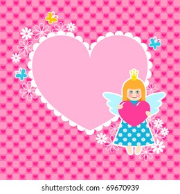 Heart frame with cute princess
