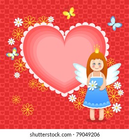 Heart frame with cute princess