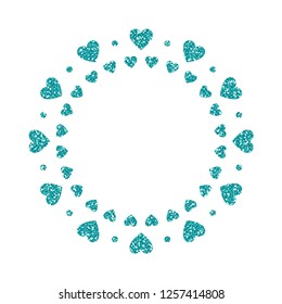 Heart Frame. Cute Turquoise Glitter. Vector