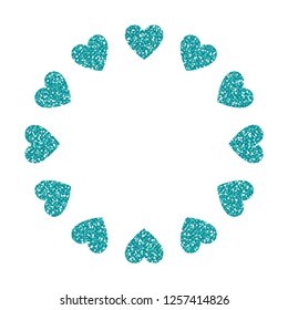 Heart Frame. Cute Turquoise Glitter. Vector