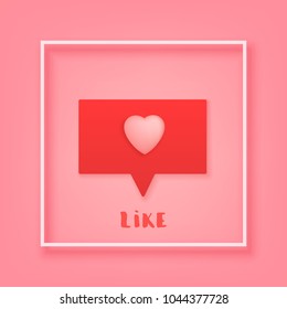 Heart with frame. Element for graphic design - blog, social media, banner, poster, flyer, card, tag.  Vector illustration.
