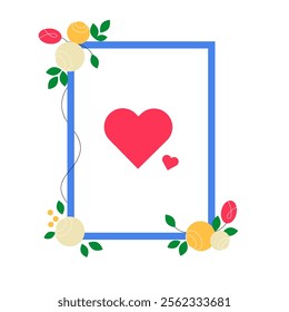 Heart Frame In Flat Vector Illustration Symbolizing Love, Affection, And Decorative Design, Isolated On White Background.