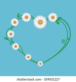 heart frame with flowers, daisies