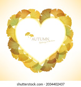 heart frame with ginkgo leaf illustration
