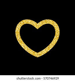 Heart frame with Golden glitter texture.