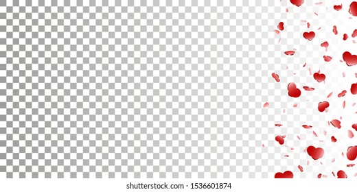 Heart frame isolated white transparent background. Pink hearts fall confetti border. Abstract heart design love card, wedding romantic greeting poster. Valentine day decoration Vector illustration