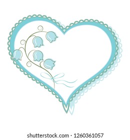 Heart frame with the lily flower vector illustration. 