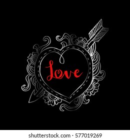 Heart frame with Love lettering.
