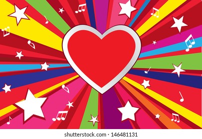 Heart frame. I love music concept background. Vintage background. Holiday background. 