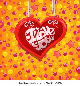 Heart frame with i love you title on funny background. Vector illustration