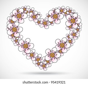 Heart frame made of blooms
