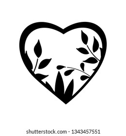 Heart frame made from leaves - ecology concept. Vector