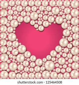 Heart frame made from pearls - vector illustration.